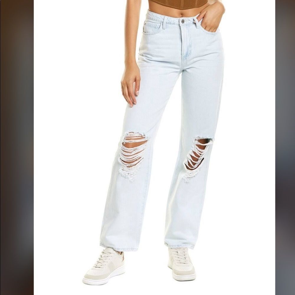 WeWoreWhat Light Wash Distressed Straight Leg Jeans